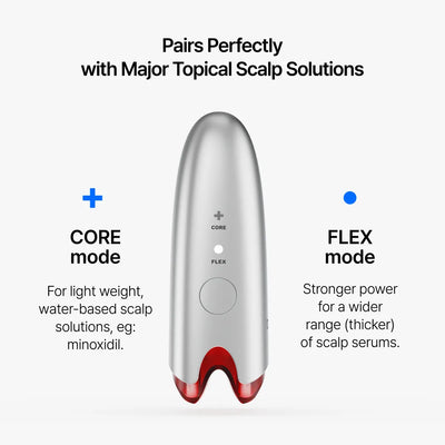 Rootique DUO device introducing CORE and FLEX working modes for scalp serums